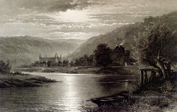  PAYSAGES Art - Tintern Abbey Moonlight sur le paysage de Wye Thomas Sidney Cooper